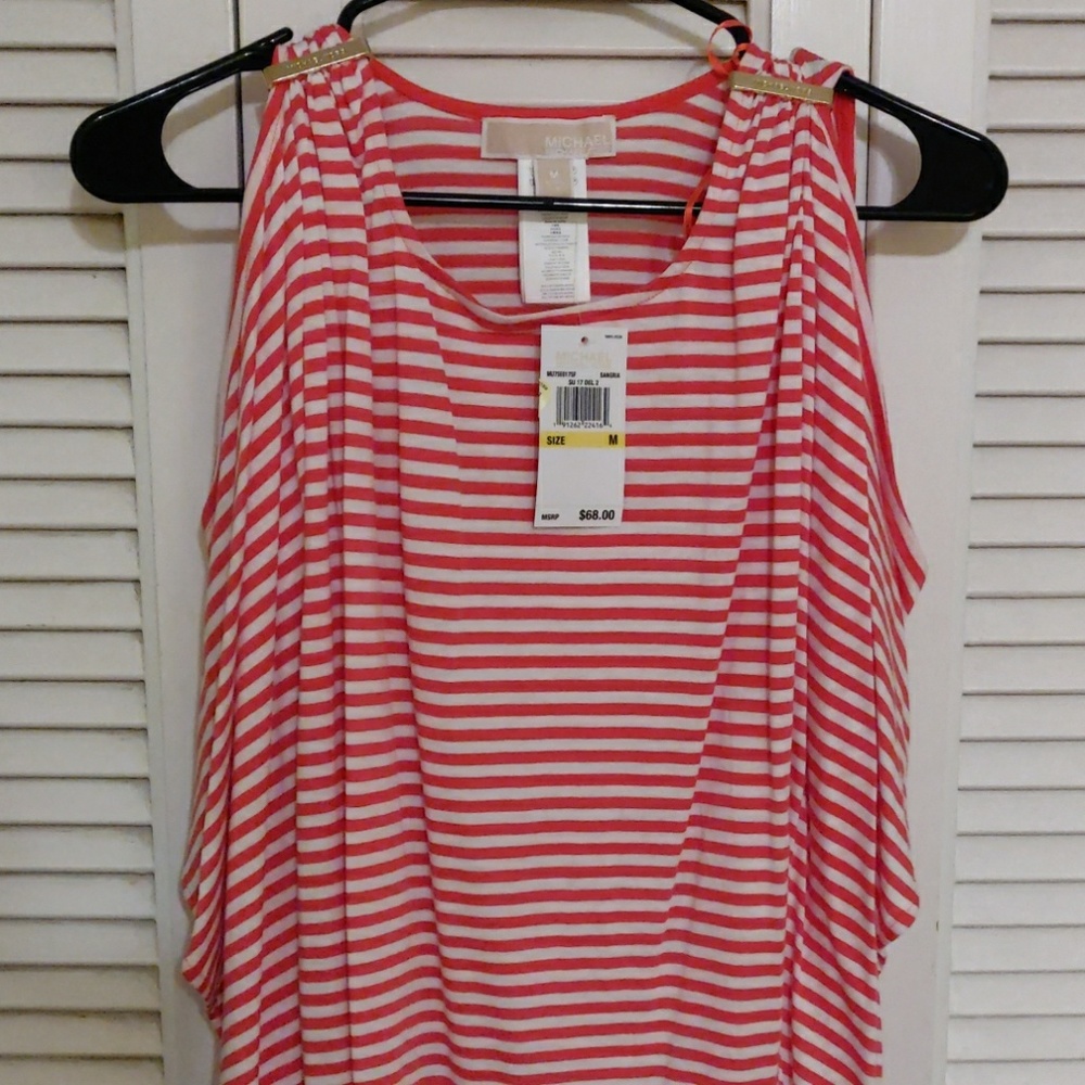 Women's Michael Kors Orange & White Striped Shirt